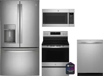 4 Piece Package Includes Refrigerator, Range, Microwave And Dishwasher